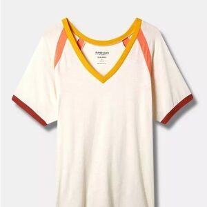 Super Soft V-Neck T-Shirt with Colorful Accents